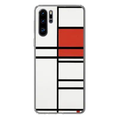 Produktbild von MuchoWow® Handyhülle Schutzhülle Hülle für Huawei P30 Pro Komposition mit Rot und Weiß - Piet Mondrian Silikon Softcase Handy Hülle - Schutzdeckel