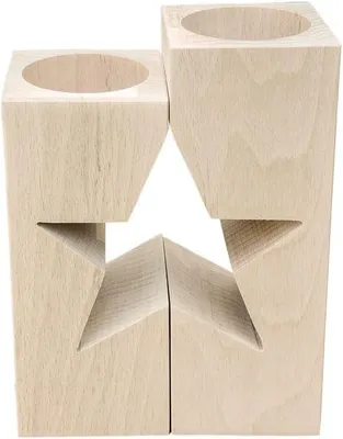 Image de Bougeoir en bois en forme d'étoile – porte-bougie en forme d'étoile