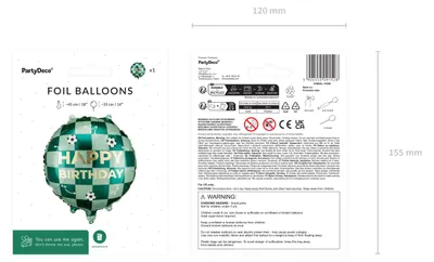 Obrázok produktu pre PartyDeco FB296, Hračkársky balón, Fólie, Viacfarebný, Vzor, Narodeniny, Univerzálne