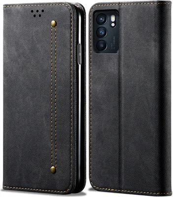 Produktbild von OPPO Reno6 Z Hülle, Leder Brieftasche Flip Bookstyle Schutzhülle mit Standfunktion für OPPO Reno6 Z Schwarz