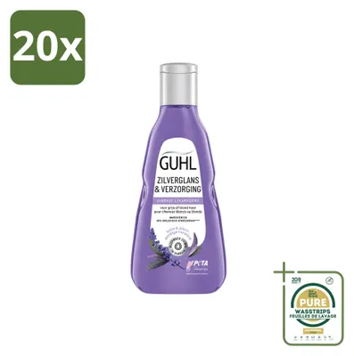 Immagine prodotto di 20 flaconi di shampoo Guhl Silberglanz & Pflege, 250 ml ciascuno, confezione da 20 pezzi