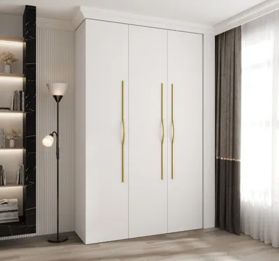 Produktbild von Kleiderschrank mit Regalböden 150/40 LORENA 2 - weiß/gold
