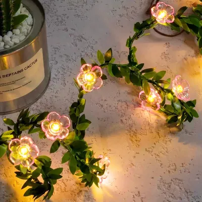 Blumen-Feenlichter 3 m, 30 LED, batteriebetrieben, warmweiß