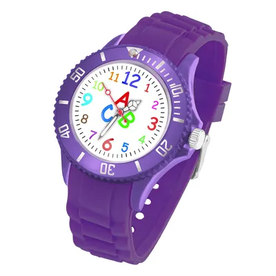 Produktbild von Bunte Silikonuhr Kinder Armbanduhr Schüler Schulanfang Lernuhr Zahlen Uhr - Lila