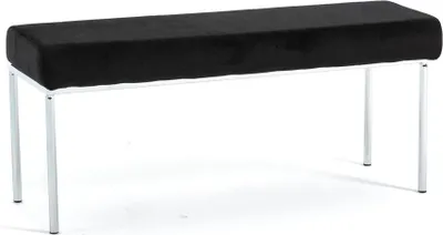 Image de Banc rembourré en velours avec structure en métal chromé - design élégant et moderne pour la chambre à coucher, l'entrée et le salon - CHLOE - noir/argenté