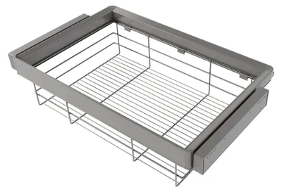 Obrázok produktu pre Sada zásuviek a úchytiek Emuca pre skriňu Quartz, s plným výsuvom a tlmeným dovieraním, modul 80 cm, titánová farba