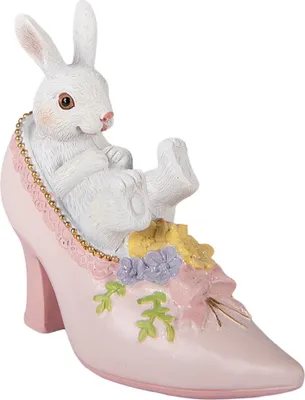 Zdjęcie produktu dla Clayre & Eef figurka dekoracyjna królik 13x5x12 cm biały plastik
