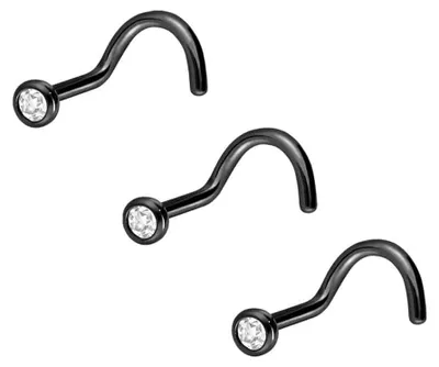 Produktbild von Nasenpiercing, Nasenstecker 3er Set Chirurgenstahl Nasenstecker Spirale KRISTALL