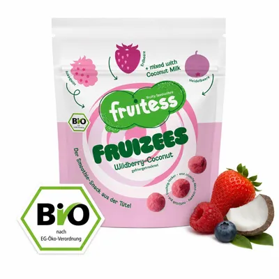 Produktbild von Gefriergetrockneter  Smoothie-Snack  FRUITESS FRUIZEES Wildberry-Coconut, 20g