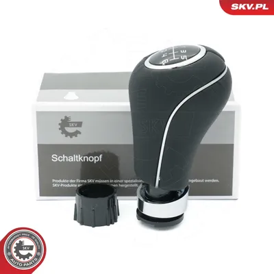 Produktbild von 6-Gang Schaltknauf aus Leder in Chrom/Schwarz mit 8 mm Innendurchmesser