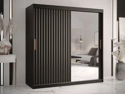 Obrázok produktu pre Zrkadlová šatníková skriňa 180 cm LUNIVE 2 - čierna