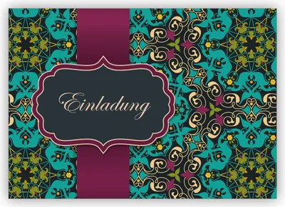 Produktbild von 4x Einladungskarte zum Essen, Diner oder um Geburtstag, neuen Job, Examen zu feiern mit arabischem Muster, hellblau türkis: Einladung