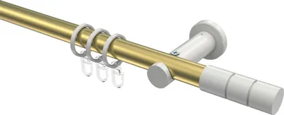 Produktbild von Interdeco Gardinenstange / Vorhangstange Messing-Optik / Weiß, Typ Platon Elanto (Rillenzylinder), 20 mm Ø 1-läufig, 540 cm