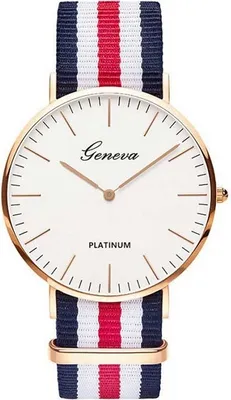 Produktbild von Stylische Mariner Uhr mit Stoffarmband in Blau/Rot2 für Damen KP4107