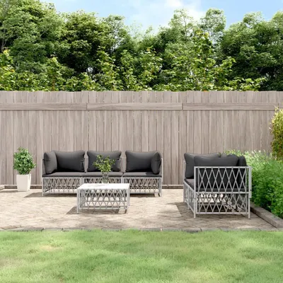Produktbild von vidaXL 6-tlg. Garten-Lounge-Set mit Kissen Weiß Stahl