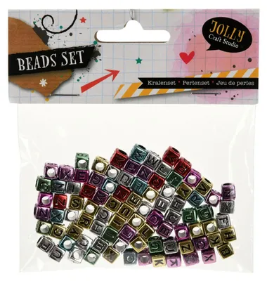 Image de Set de perles avec lettres métalliques, 15 grammes par sachet