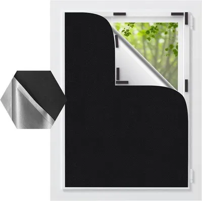 Obrázok produktu pre Unyqoos® zatemňovacia fólia na strešné okná – 100% zatemňujúca clona na okná vyrobená z 420D Oxfordu, 100 x 145 cm, čierna