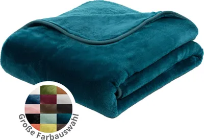 Produktbild von liebling Kuscheldecke Cashmere Feeling 130 x 170 cm, Petrol, Premium Sofa Decke, dicke warme Wohndecke, 500 gr. / m²