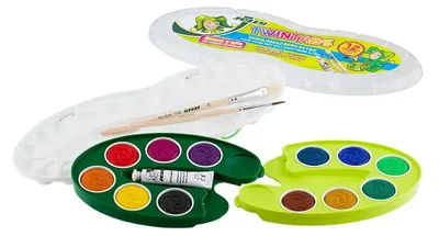 Produktbild von Jolly Twintabs Deckfarbenkasten - 12 verschiedene Farben, inklusive 2 Pinsel & 1 Mischpalette - 9335-0005