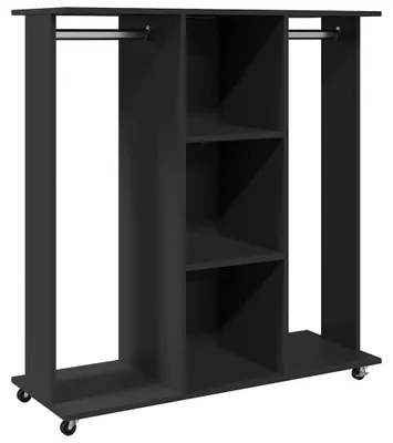 Zdjęcie produktu dla vidaXL Wieszak na ubrania z kółkami Czarny 102x38x110 cm Materiał drewnopochodny