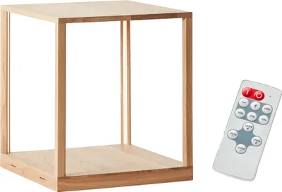 Image de Lampadaire LED Cube Gringer Bois Chêne 25W Blanc Chaud Dimmable Télécommande