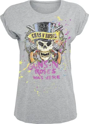 Produktbild von Guns N' Roses T-Shirt Damen Top Hat Splatter grau meliert L