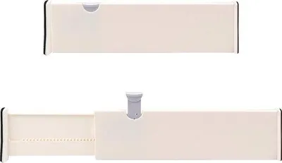 Image de Organisateur de tiroir réglable - 2 pièces, extensible, en blanc cassé