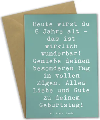 Produktbild von Mr. & Mrs. Panda Grußkarte Spruch 8. Geburtstag Feier - Meeresbrise - Geschenk, Grußkarten, Klappkarte, weihnachtskarten, Dekoration, Happy Birthday, Geburtstagssprüche