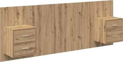 Image de vidaXL Tête de lit avec armoire 3 pcs Artisan-Chêne Bois composite