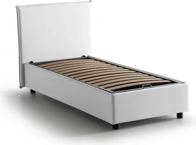 Produktbild von Einzelbett Dbacchi, Containerbett mit Stoffbespannung, 100%  Italy, Frontöffnung, passend für Matratze Cm 80x200, Weiß