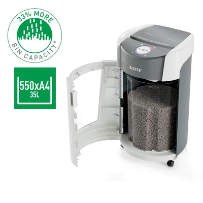 Produktbild von Leitz 83600000, Mikrogeschnittene Zerkleinerung, 22,3 cm, 2 x 15 mm, 35 l, 550 Blätter, Berührung