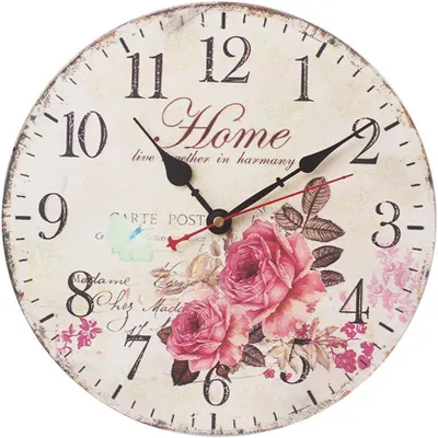 Produktbild von 30 cm (12 Zoll) große, geräuschlose Vintage-Wanduhr aus Holz – ohne Ticken