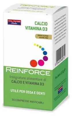 Immagine prodotto di Reinforce Calcio + Vitamina D3 30 Compresse Masticabili