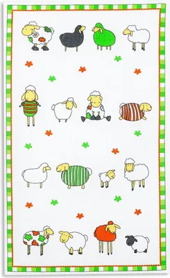 Triolino Geschirrhandtücher 4-er Pack bunte Schafe in 100 Baumwolle 45 x 70 cm