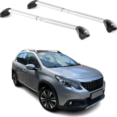 Image de Barres de toit transversales pour Peugeot 2008 2013-2019 Gris Argenté 2x ABE