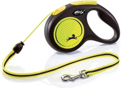 Produktbild von DigiRigi® reflektierende ausziehbare Rollleine 5 m, schwarz/neon-gelb – für Hunde bis 20 kg