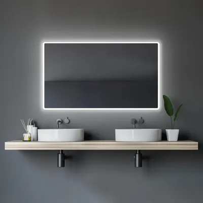 Produktbild von LED Badspiegel 120×70 cm, Aluminiumrahmen, Lichtfarbe neutralweiß, IP24