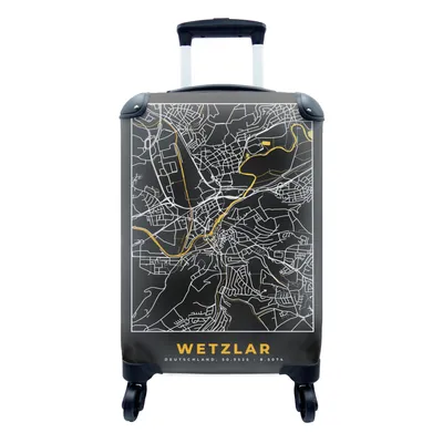 Produktbild von MuchoWow® Koffer Handgepäck Trolley Rollkoffer Kleine Reisekoffer mit 4 Rollen - Wetzlar - Gold - Stadtplan - Deutschland - Schwarz und Gold - Karte - Cabin Size < 55x40x23 cm & 55x40x20 cm - Fotokoffer - Kabinenkoffer - Boardgepäck - Reise-Box - Reisekoffer - Reisegepäck - Koffer mit Bild - Trolley für Kinder