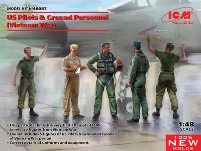 Produktbild von ICM US Pilots & Ground Personnel (Vietnam War) (5 figures) (100% new molds) 1:48