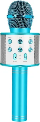 Immagine prodotto di Microfono per karaoke, portatile, Bluetooth, per bambini e adulti, ideale per le feste.