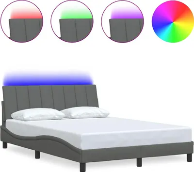 Image de Cadre de lit sans matelas Hanko gris foncé 120x200 cm tissu