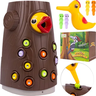 Obrázok produktu pre Magnetická Montessori hra Füttere Den Specht Fange Den Wurm, motorická hračka, pre deti od 2 rokov