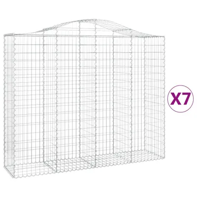 Imagen del producto de vidaXL: Muros de contención tipo gavión con arco, 7 unidades, 200x50x160/180 cm, hierro galvanizado