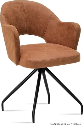 Produktbild von Armlehnstuhl (6er-Set) Dikana 59x87x61 Schwarz/Cognac