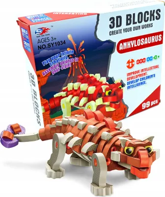 Produktbild von 3D Schaumstoff Puzzle Dinosaurier - 98 Teile Steckbausteine - Kreatives Spielzeug Kinder