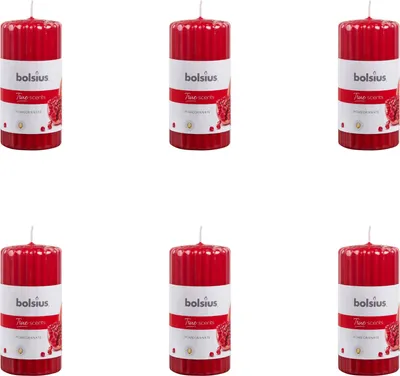 Image de Bolsius - True Scents - Colonne cannelée - 120/58 - Grenade - Pack avantage - 6 pièces