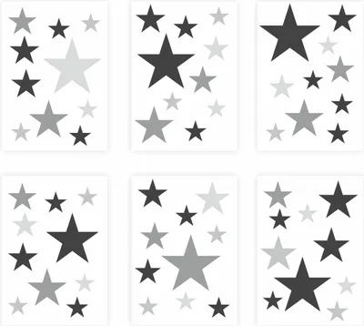 Produktbild von 129 Wandtattoo Sterne-Set schwarz grau 60 Stück