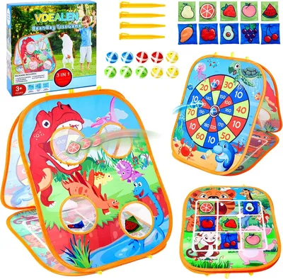 Produktbild von Cornhole Spiel 3 in 1, für draußen, für Kinder von 3 bis 8 Jahren, mit Beanbags und Bällen