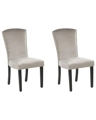 Produktbild von BELIANI Esszimmerstuhl 2er Set Grau Samtstoff mit Nieten Holzbeine Glamour Look Wohnzimmer Essbereich Gästezimmer Arbeitszimmer