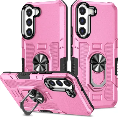 Produktbild von Galaxy S22 5G Hülle, Dual Layer Robuste Rüstung Ringhalter Ständer Schutzhülle für Samsung Galaxy S22 5G Pink